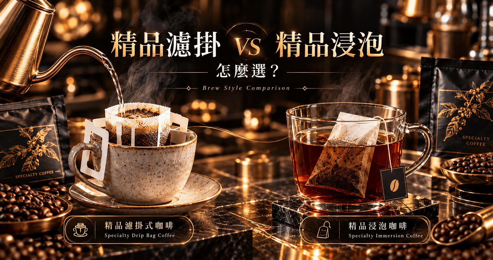 精品濾掛式咖啡和精品浸泡咖啡怎麼選？沖泡方式、便利性與飲用情境一次看｜靜蕾莊園咖啡